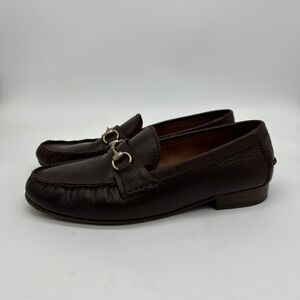 Crownhill Shoes Loafer Mens 11 Dark Brown Leather Metal Bit Slip On Dress Shoes